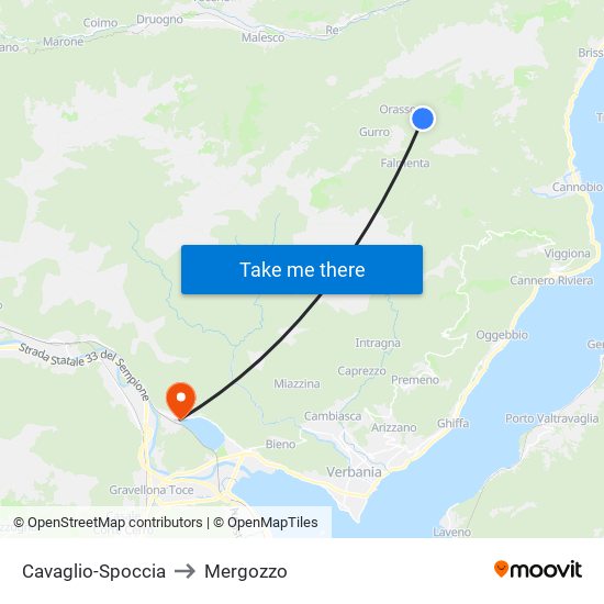 Cavaglio-Spoccia to Mergozzo map