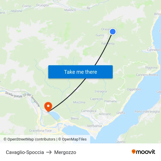 Cavaglio-Spoccia to Mergozzo map