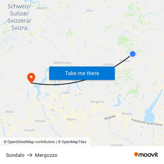 Sondalo to Mergozzo map