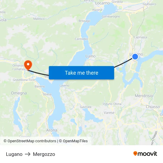 Lugano to Mergozzo map