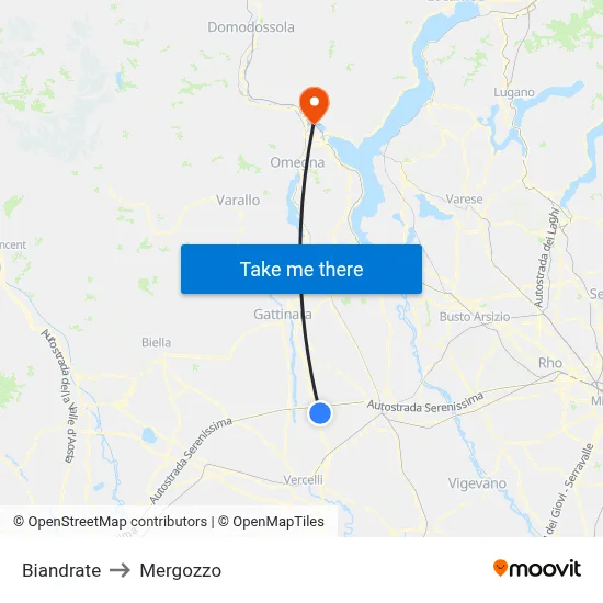 Biandrate to Mergozzo map