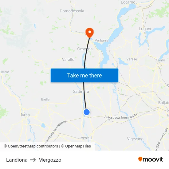 Landiona to Mergozzo map