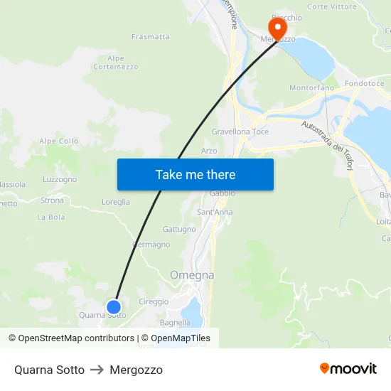 Quarna Sotto to Mergozzo map