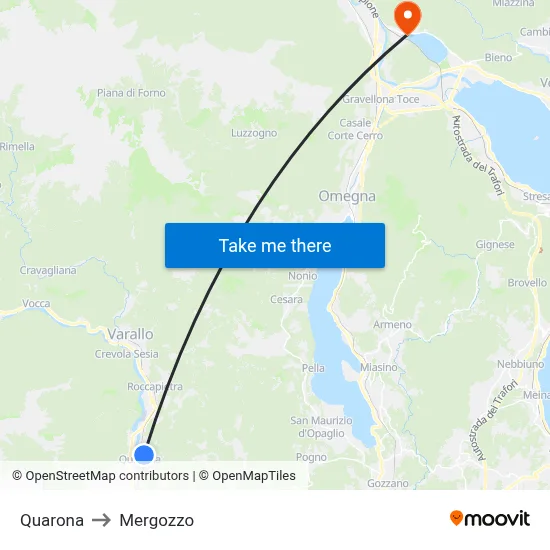 Quarona to Mergozzo map