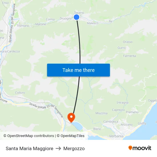 Santa Maria Maggiore to Mergozzo map