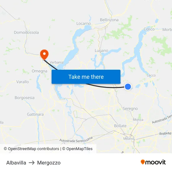 Albavilla to Mergozzo map