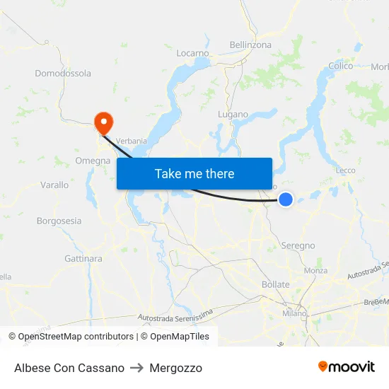 Albese Con Cassano to Mergozzo map