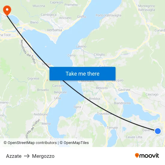 Azzate to Mergozzo map