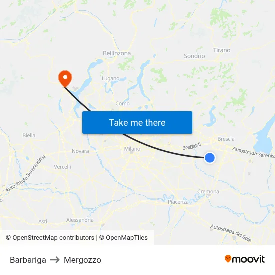 Barbariga to Mergozzo map