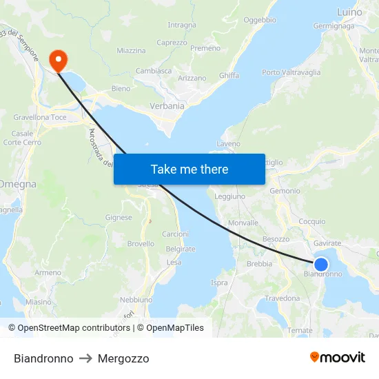 Biandronno to Mergozzo map