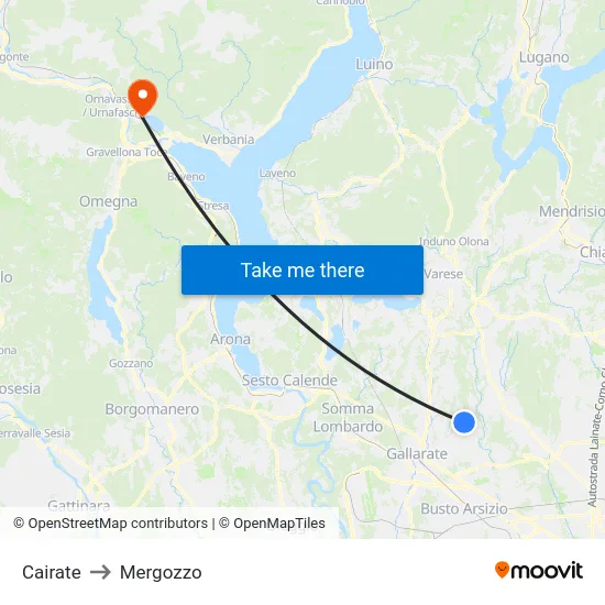 Cairate to Mergozzo map