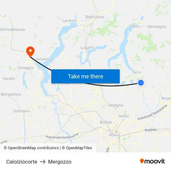 Calolziocorte to Mergozzo map
