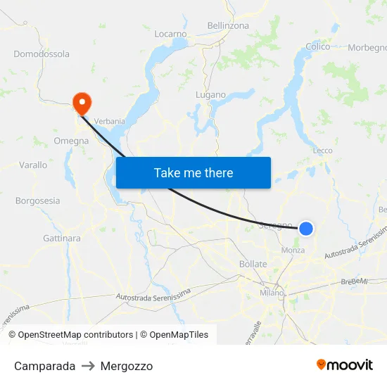 Camparada to Mergozzo map