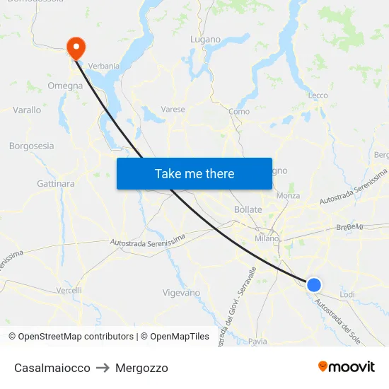 Casalmaiocco to Mergozzo map