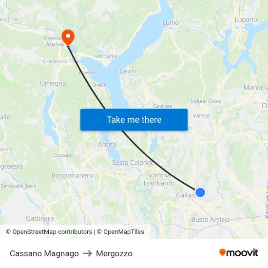 Cassano Magnago to Mergozzo map