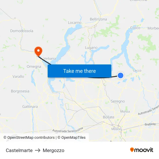 Castelmarte to Mergozzo map