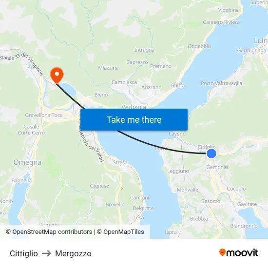 Cittiglio to Mergozzo map