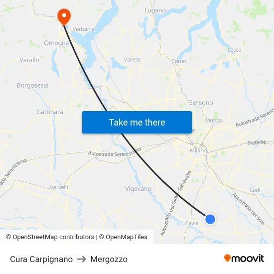 Cura Carpignano to Mergozzo map