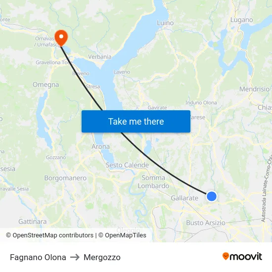 Fagnano Olona to Mergozzo map