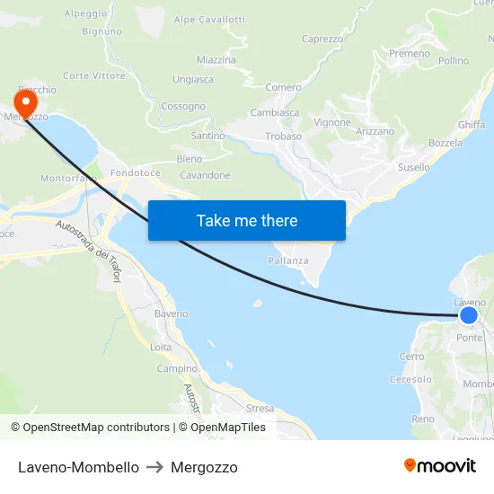 Laveno-Mombello to Mergozzo map