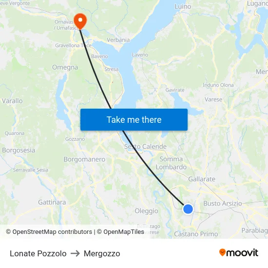 Lonate Pozzolo to Mergozzo map
