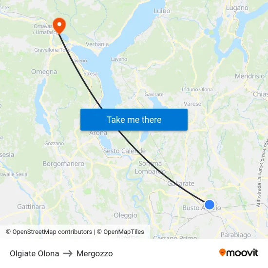 Olgiate Olona to Mergozzo map