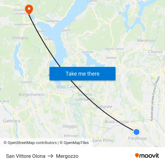 San Vittore Olona to Mergozzo map