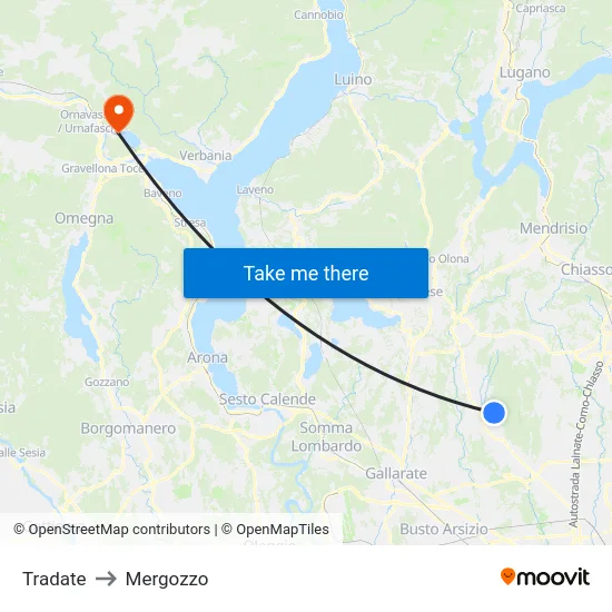 Tradate to Mergozzo map