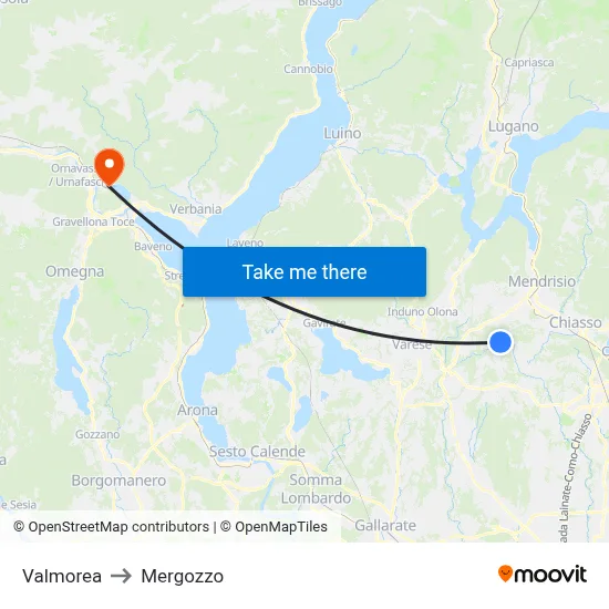 Valmorea to Mergozzo map
