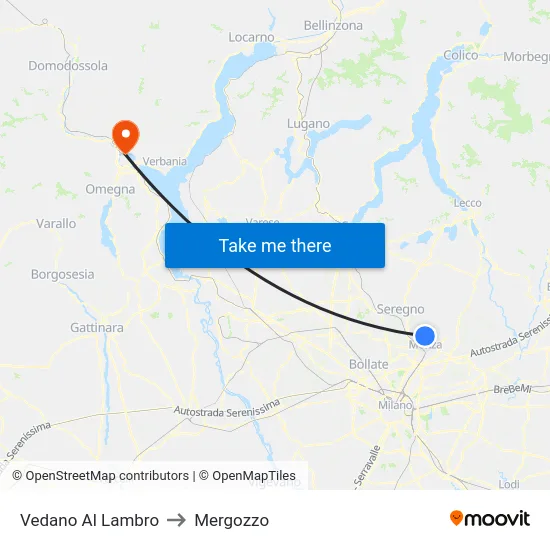 Vedano Al Lambro to Mergozzo map