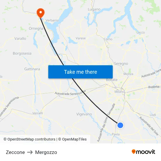 Zeccone to Mergozzo map