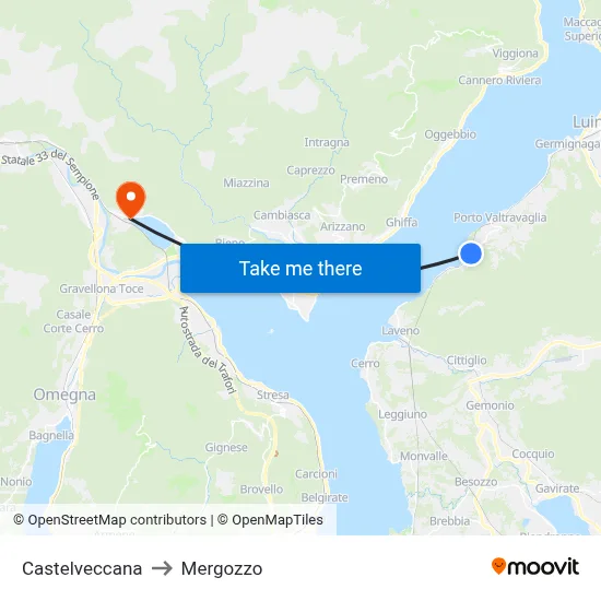 Castelveccana to Mergozzo map