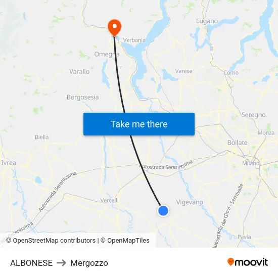 Albonese to Mergozzo map