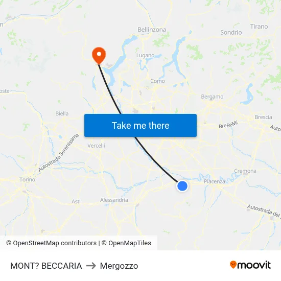 Mont'Beccaria to Mergozzo map