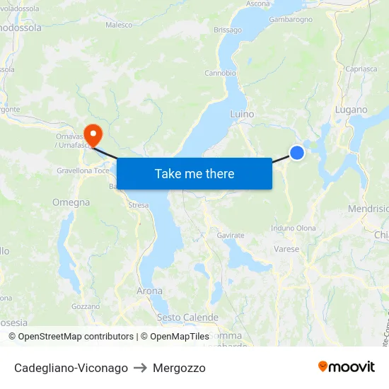 Cadegliano-Viconago to Mergozzo map