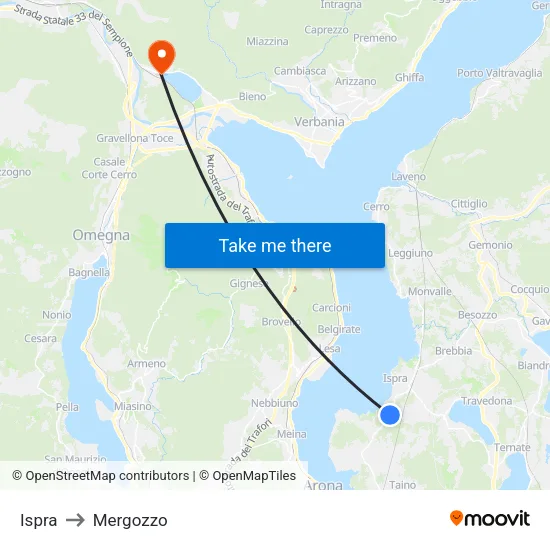 Ispra to Mergozzo map