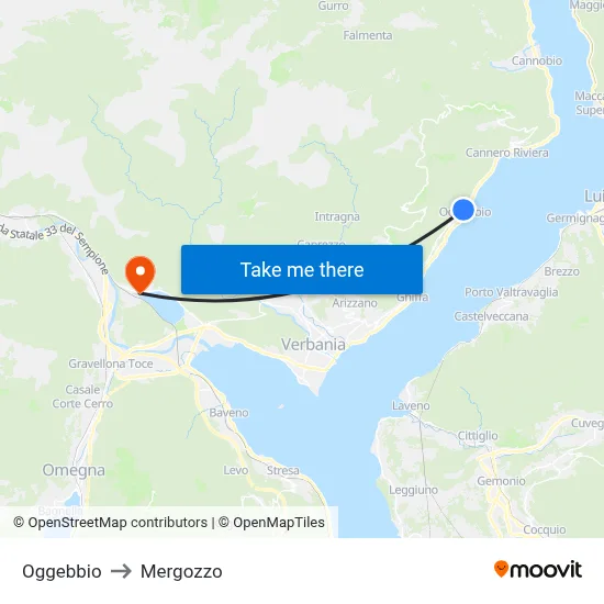 Oggebbio to Mergozzo map