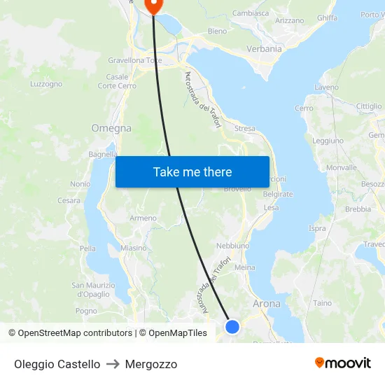 Oleggio Castello to Mergozzo map