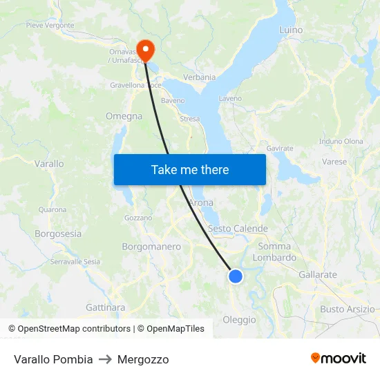 Varallo Pombia to Mergozzo map
