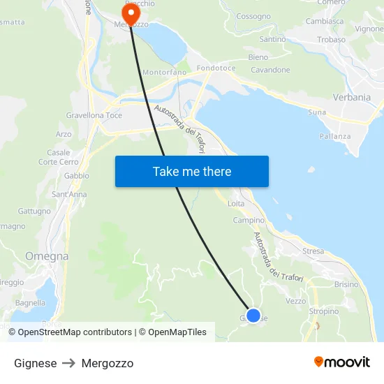 Gignese to Mergozzo map