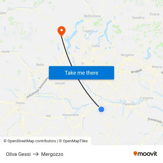 Oliva Gessi to Mergozzo map