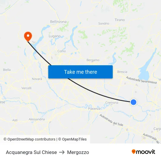 Acquanegra Sul Chiese to Mergozzo map