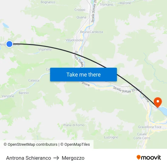 Antrona Schieranco to Mergozzo map