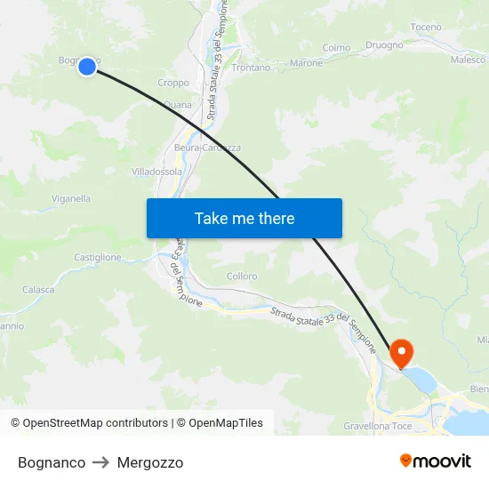 Bognanco to Mergozzo map