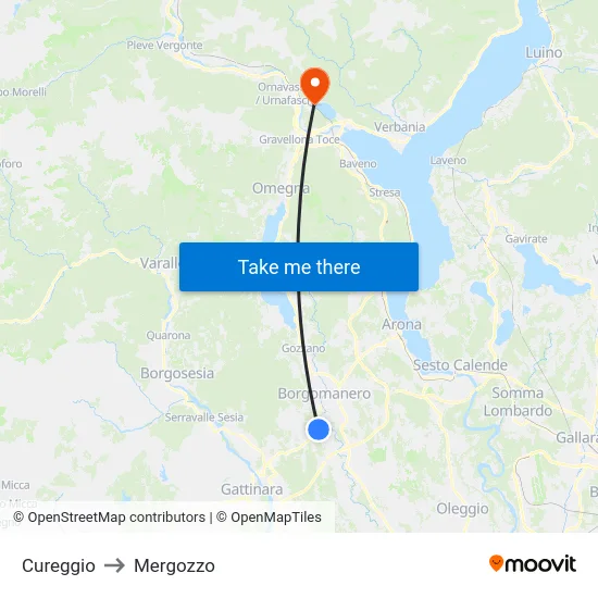 Cureggio to Mergozzo map
