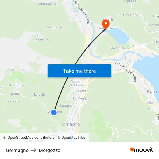 Germagno to Mergozzo map