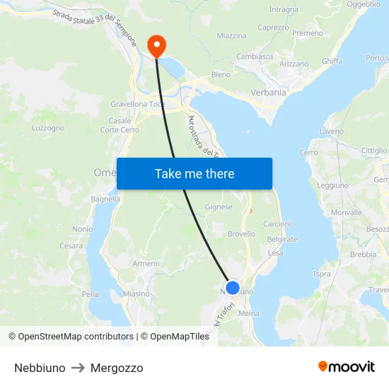 Nebbiuno to Mergozzo map