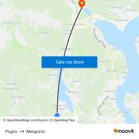 Pogno to Mergozzo map