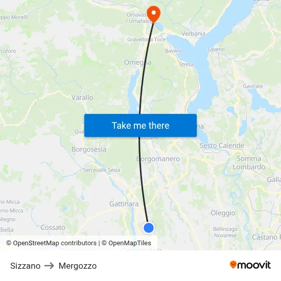 Sizzano to Mergozzo map