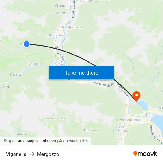 Viganella to Mergozzo map